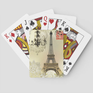 Jeu De Cartes beige floral lace chandelier paris eiffel tower