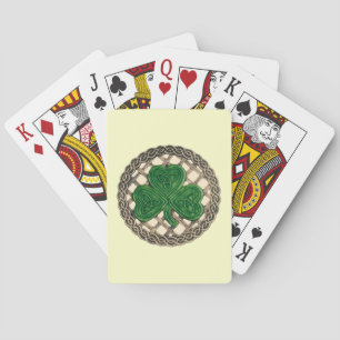 Jeu De Cartes Beige Shamrock On Celtic Knots Playing Cards