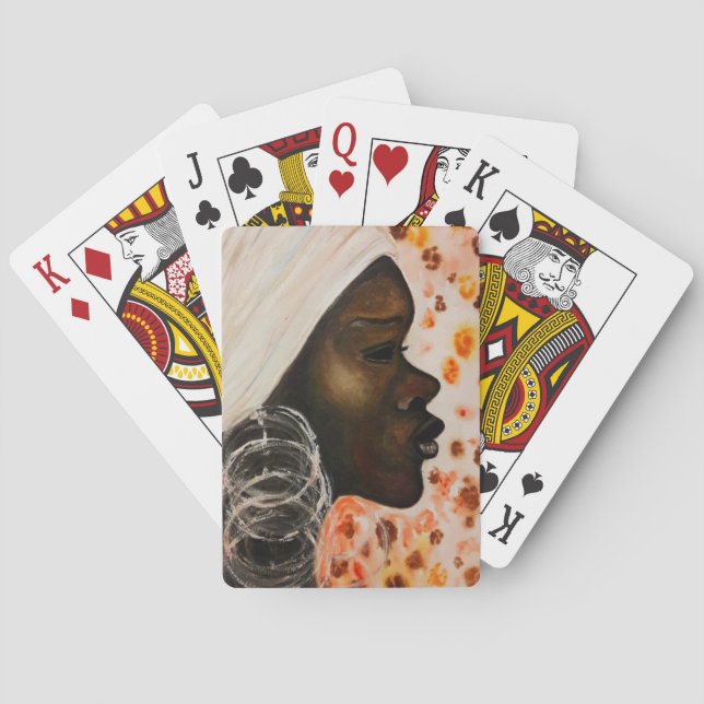 Jeu De Cartes Belle Africaine Jouer Cartes Femme Visage Peinture (dos)