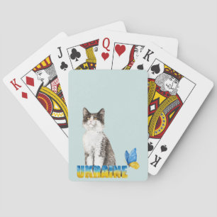 Jeu De Cartes Belle aquarelle Ukraine Chat et Papillon 