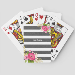 Jeu De Cartes Belle Bleu Blanc Blancs Flore Personnalisé