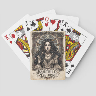 Jeu De Cartes "Belle et dérangée" Femme gothique avec des papill