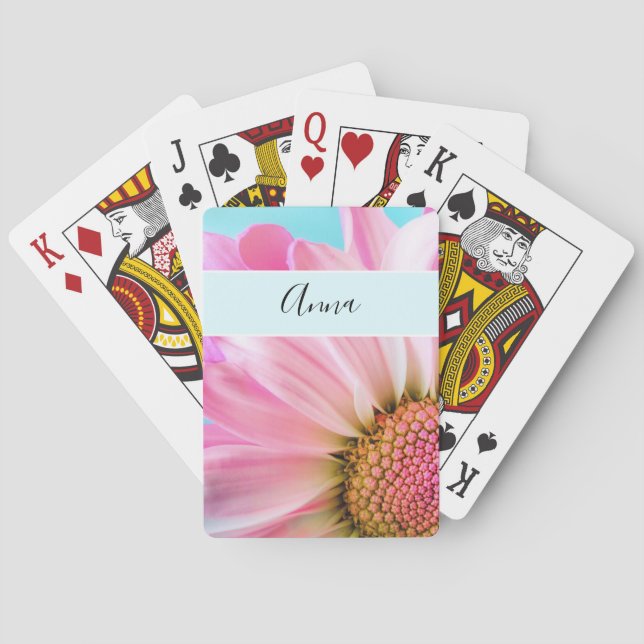 Jeu De Cartes Belle Fleur rose Gros plan Photo (dos)