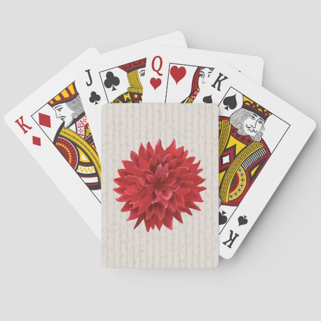 Jeu De Cartes Belle Fleur Rouge Sur Arrière - plan Beige (dos)