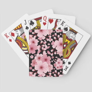 Jeu De Cartes Belle fleurs de cerisier sur arrière - plan noir