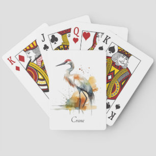 Jeu De Cartes belle grue en aquarelle