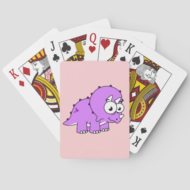 Jeu De Cartes Belle Illustration D'Un Tricératops. (dos)