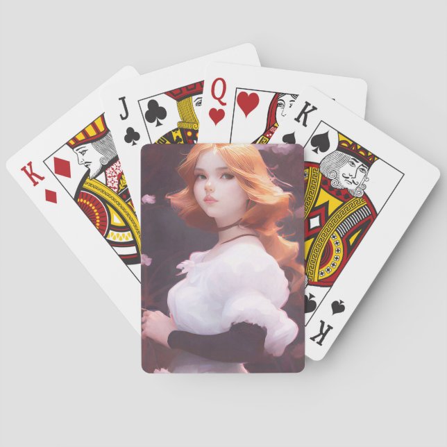 Jeu De Cartes Belle Jeune Fille Parmi Les Fleurs Roses Portrait (dos)