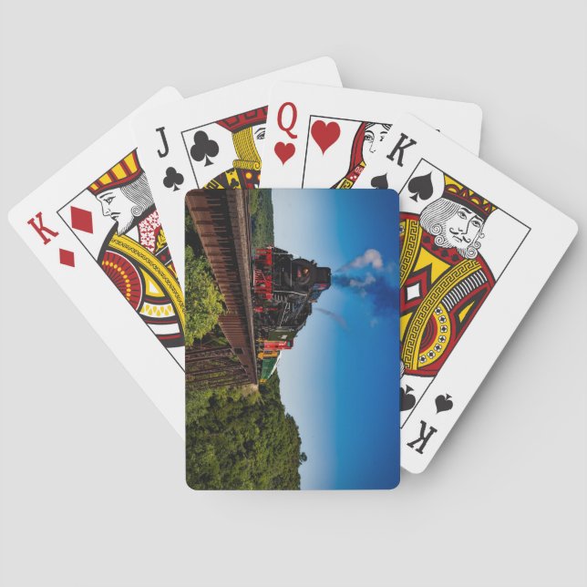 Jeu De Cartes Belle locomotive à vapeur sur un pont JS8419 (dos)