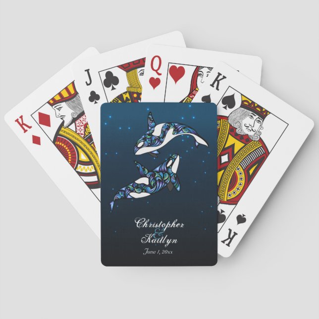 Jeu De Cartes Belle Orca baleines Mariage Jouer des cartes (dos)