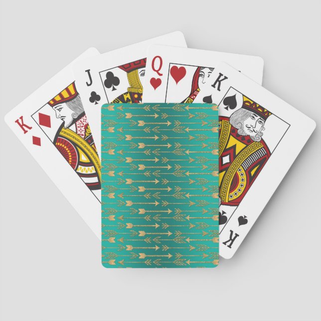 Jeu De Cartes Belle parties scintillant en faux or tendance flèc (dos)