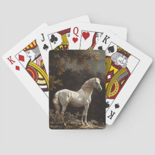 Jeu De Cartes Belle peinture à l'huile de cheval blanc Vintage