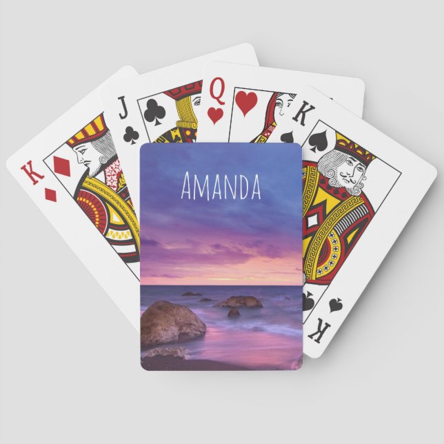 Jeu De Cartes Belle photo côtière du coucher de soleil (dos)