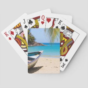 Jeu De Cartes Belle plage tropicale avec bateau à rames