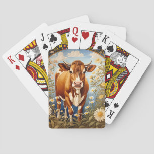 Jeu De Cartes Belle vache Jersey dans le champ de marguerite Vin