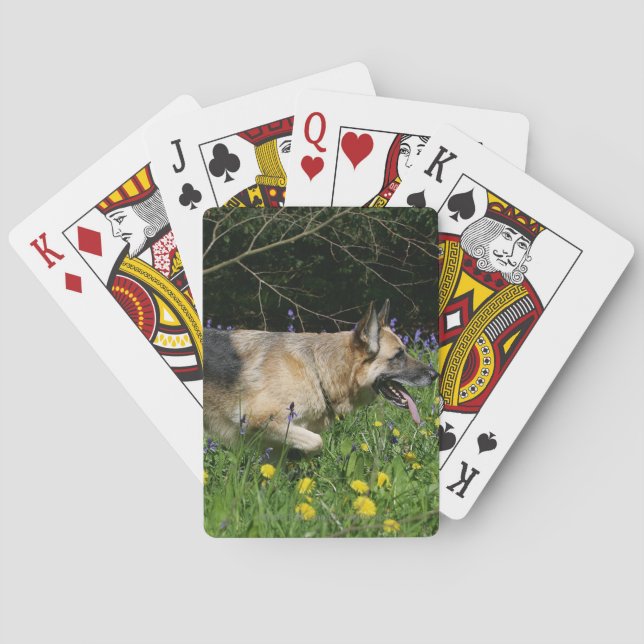 Jeu De Cartes Berger allemand en fleurs jaunes (dos)