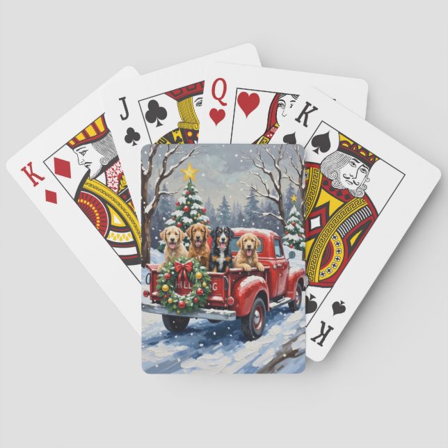 Jeu De Cartes Bernedoodle Christmas Red Truck Holiday (dos)