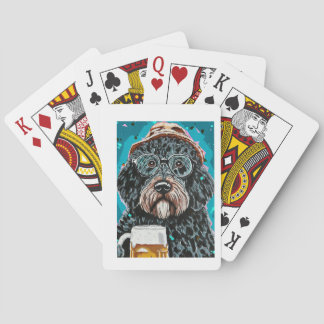 Jeu De Cartes Bernedoodle tenant une tasse à bière