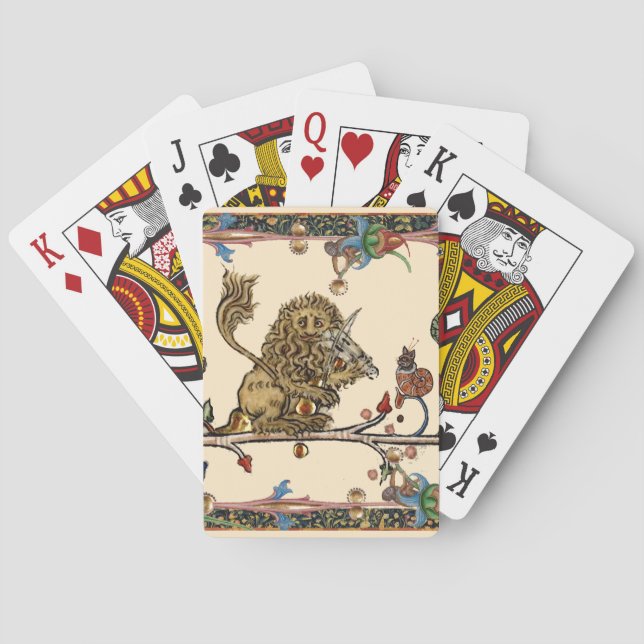 Jeu De Cartes BESTIAIRE MÉDIÉVAL FAISANT DE LA MUSIQUE Lion viol (dos)