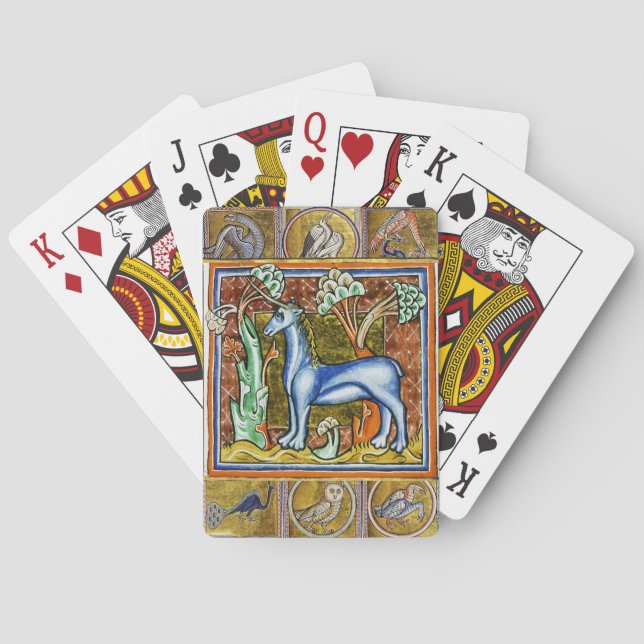 JEU DE CARTES BESTIAIRE MÉDIÉVAL, UNICORNE, ANIMAUX FANTASTIQUES (dos)