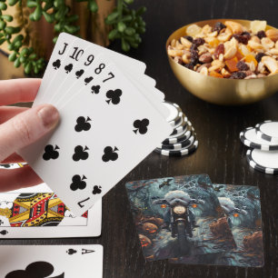 Jeu De Cartes Bichon frisé à moto Halloween effrayant