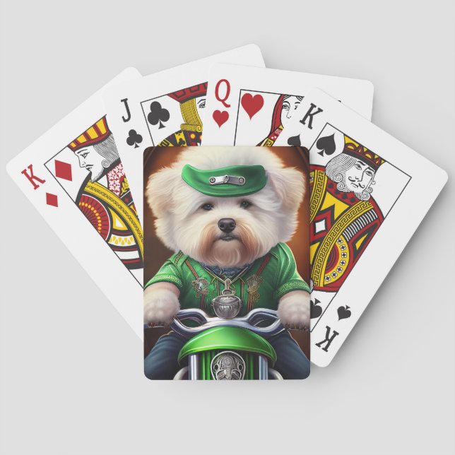 Jeu De Cartes Bichon Frisé Chien Conduite Vélo St. Patrick (dos)