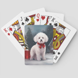 Jeu De Cartes Bichon Frise Dog à Noël de neige