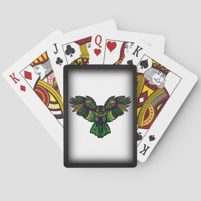 Jeu De Cartes Bicyclette de la Chouette d'Émeraude encadrée Cart (dos)