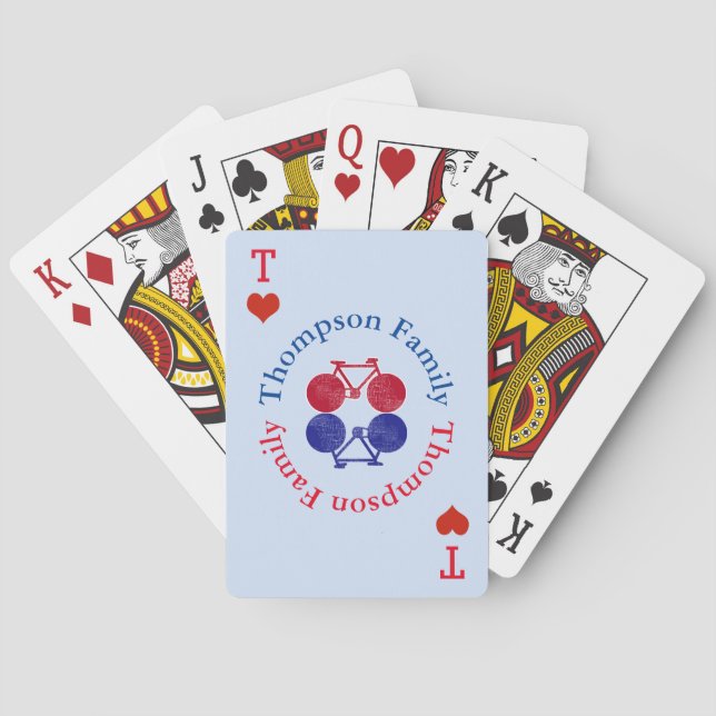 Jeu De Cartes bicyclettes de monogramme de nom de famille de (dos)