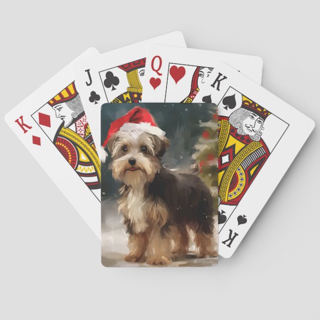 Jeu De Cartes Biewer Terrier Chien dans Noël de neige (dos)