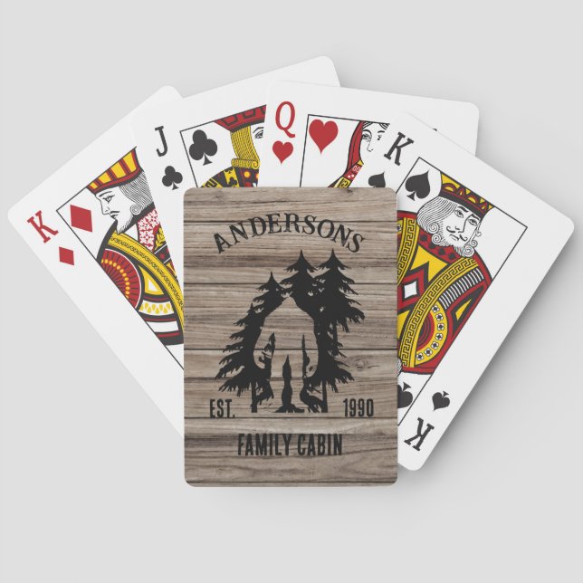 Jeu De Cartes Bigfoot Cabine Rustic Wood Famille Nom Personnalis (dos)