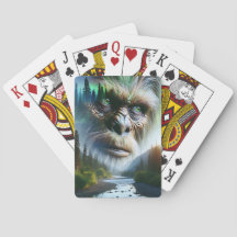 Bigfoot, montagnes, rivière et forêt