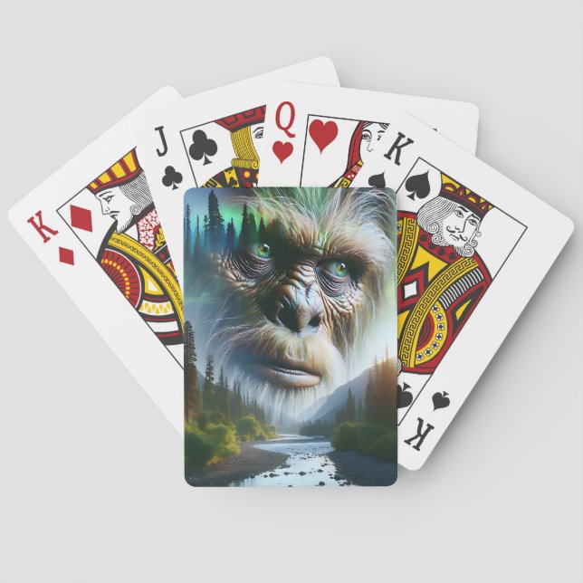 Jeu De Cartes Bigfoot, montagnes, rivière et forêt (dos)