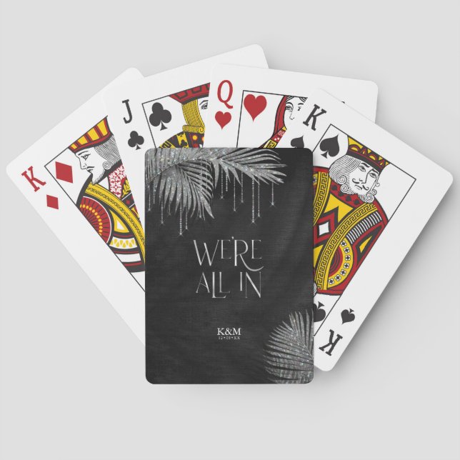 Jeu De Cartes Bijoux Mariage feuille de palme tout en argent ID8 (dos)