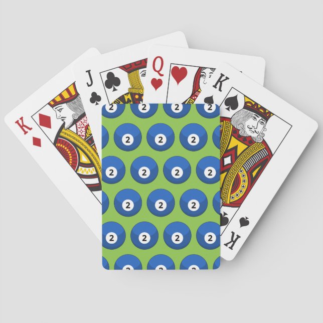 Jeu De Cartes Billard bleu numéro deux Motif (dos)