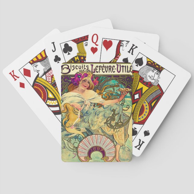 Jeu De Cartes Biscuits Lefevre-Utile par Alphonse Mucha (1896) (dos)