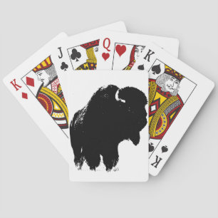 Jeu De Cartes Bison de bison noir et blanc Pop Art