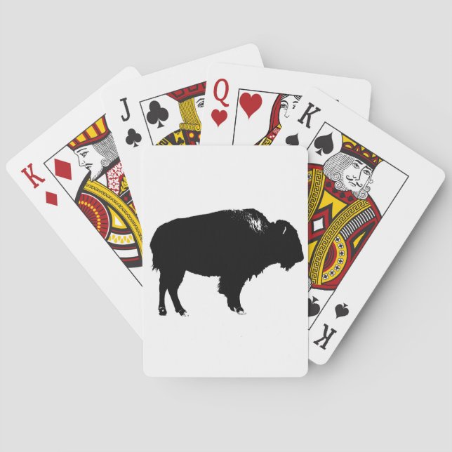 Jeu De Cartes Bison noir et blanc Silhouette Pop Art (dos)