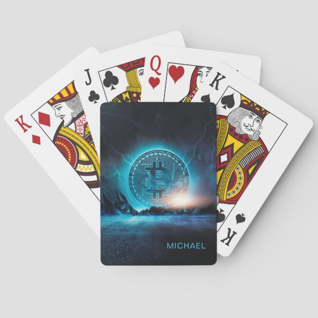 Jeu De Cartes Bitcoin Landing Crypto BTC Nom personnalisé (dos)