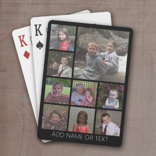 Jeu De Cartes Black 9 Photo Square Collage simple white text