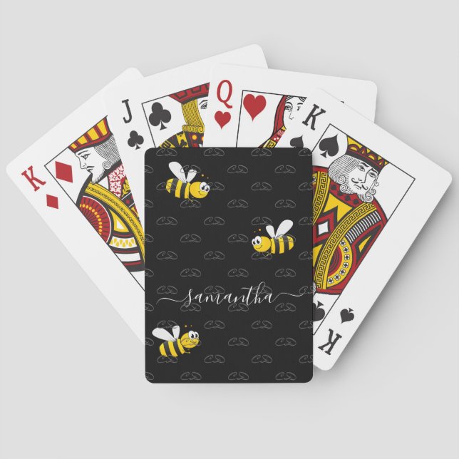 Jeu De Cartes Black abeilles amusant humour monogramme (dos)