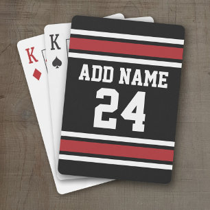 Jeu De Cartes Black and Red Sports Jersey Nom personnalisé Numér