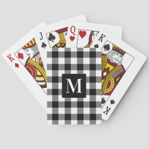 Jeu De Cartes Black and White Buffalo Plaid Custom Monogram