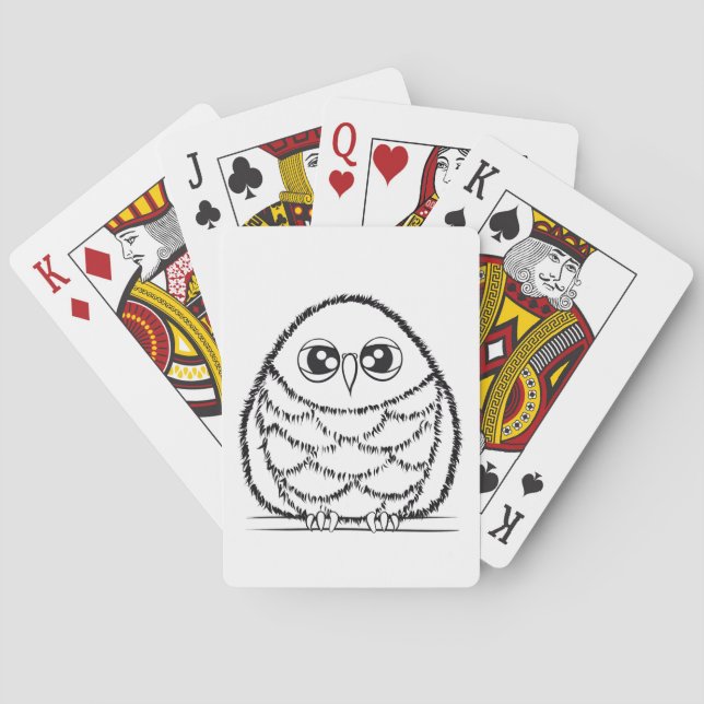 Jeu De Cartes Black and White Owl Illustration (dos)
