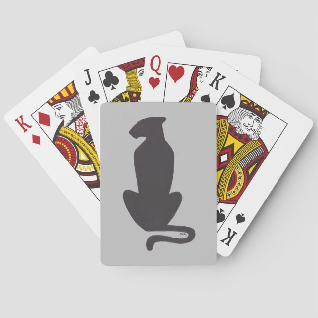 Jeu De Cartes Black Cat Silhouette gris Poker jouer cartes (dos)