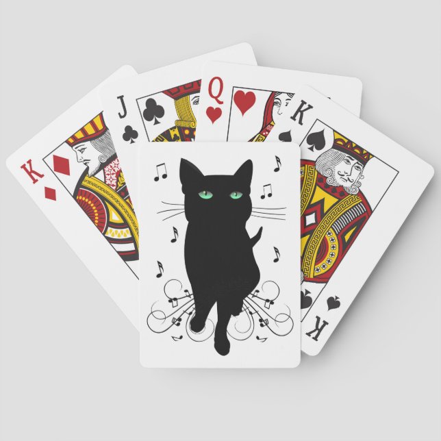 Jeu De Cartes Black Cat Surrounded by Whispering Notes of Music (dos)