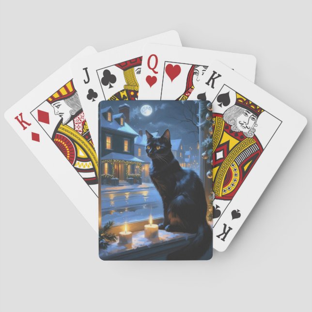 Jeu De Cartes Black Cat With Christmas Lights Holiday (dos)
