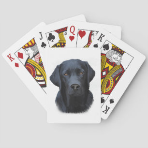 Jeu De Cartes Black Labrador Dog Water Couleur Art Peinture
