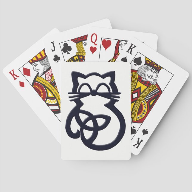 Jeu De Cartes Black Trinity Knot Celtic Cat Jouer des cartes (dos)