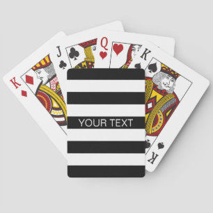 Jeu De Cartes Black White Horizontal Preppy Stripe Nom monogram